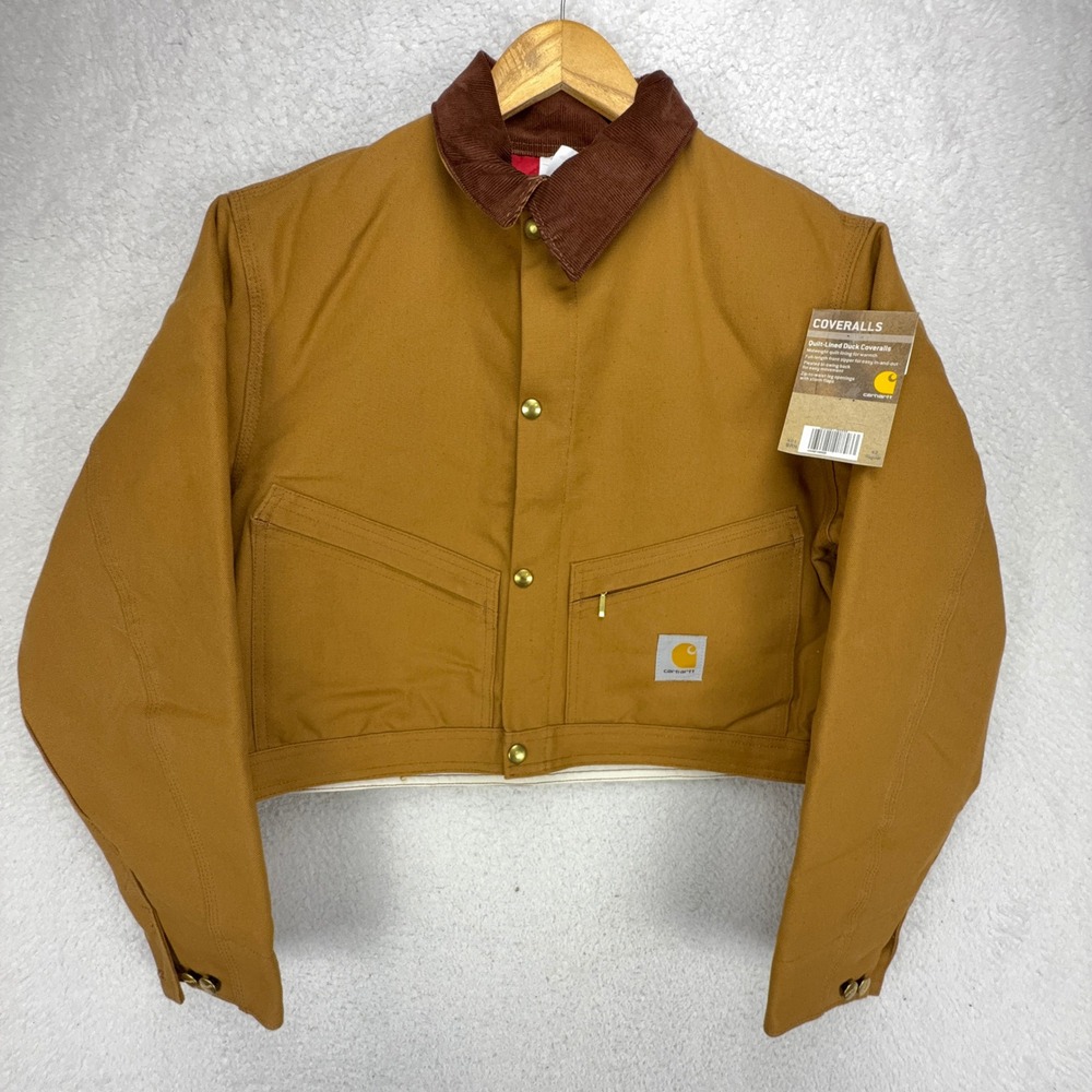 Carhartt Cropped Detroit Jacket Red Quilt Lined Mens Large 42 X01‎ BRN Brown NWT
